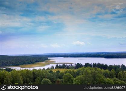 Panoramic view of Lake Braslav national park in Belarus.. Panoramic view of Lake Braslav national park in Belarus