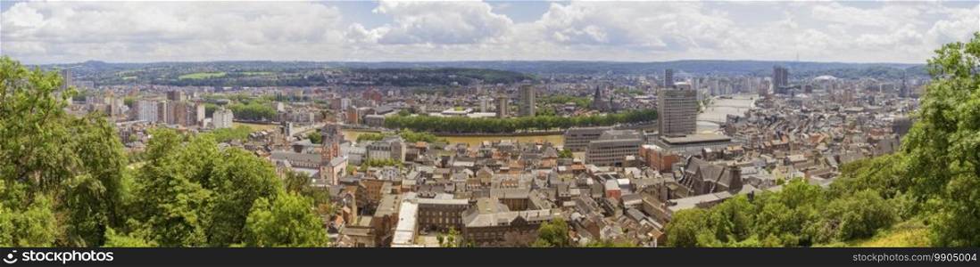 Panoramic view of Liege city from Bueren mountain by day, Belgium. Panoramic view of Liege, Belgium