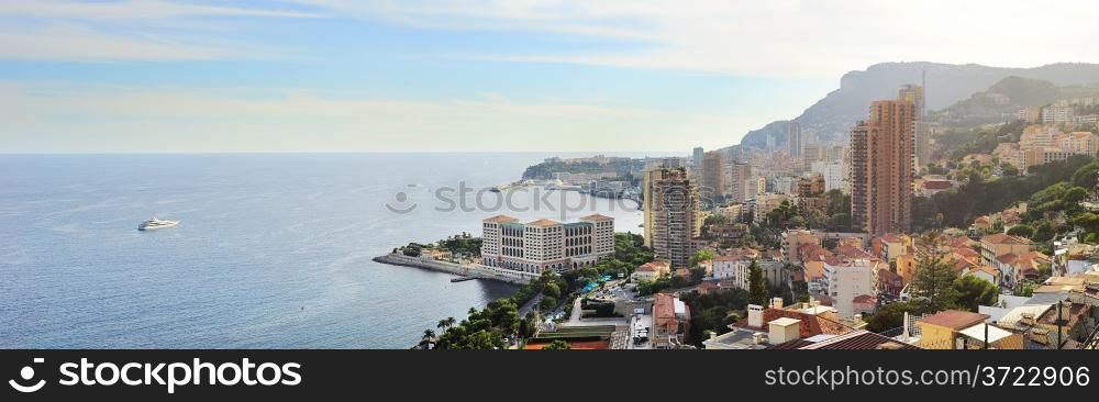 Panoramic view of Monaco in the bright summer day