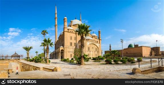 Panoramic view of Mosque in Cairo Citadel at summer day. Mosque in Cairo Citadel