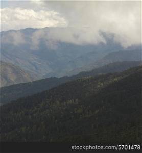 Panoramic view of mountain range, Bhutan