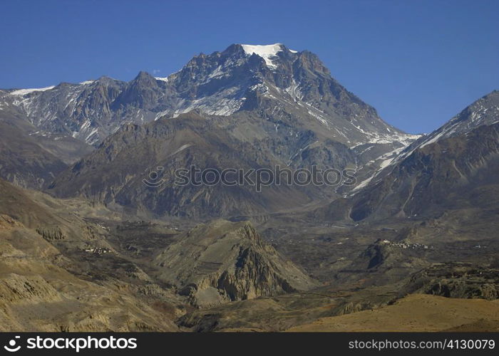 Panoramic view of mountains, Annapurna Range, Himalayas, Nepal