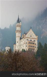 Panoramic view of Neuschwanstein castle in Bavarian alps, Germany