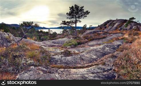 Panoramic view of norwegian rocks.