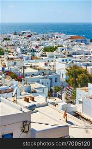 Panoramic view of of Mykonos town  Chora , Greece              