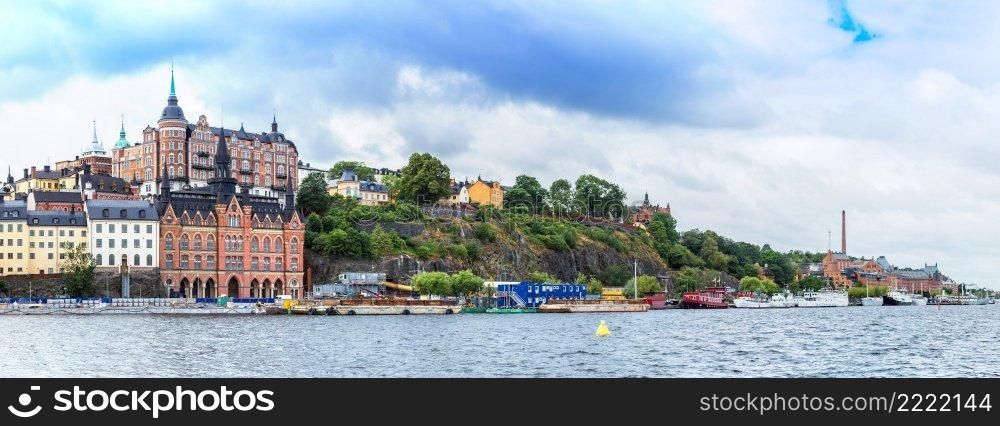 Panoramic view of Old Town  Gamla Stan  in Stockholm, Sweden in a summer day