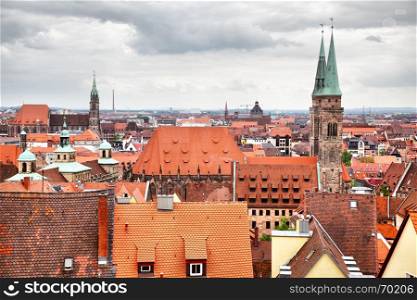 Panoramic view of Old Town in Nuremberg, Germany
