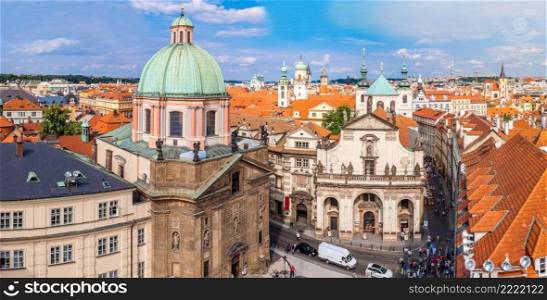 Panoramic view of Old Town Square is a historic square  of Prague in the Czech Republic.