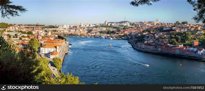 Panoramic view of Porto, Portugal in a summer day