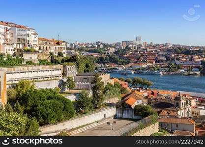 Panoramic view of Porto, Portugal in a summer day