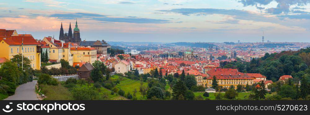 panoramic view of Prague with Prague Castle