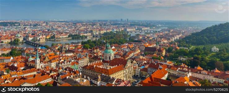 panoramic view of Prague with Vltava river