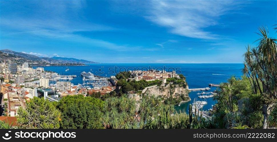 Panoramic view of prince’s palace in Monte Carlo in a summer day, Monaco