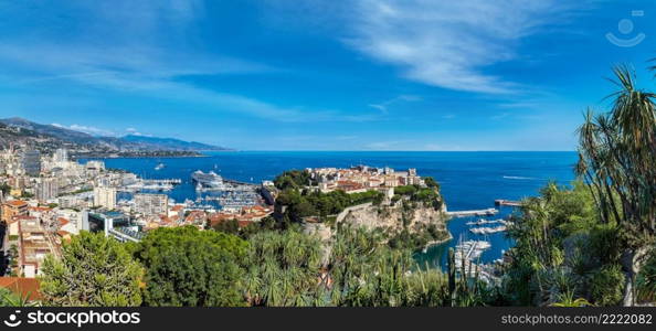 Panoramic view of prince’s palace in Monte Carlo in a summer day, Monaco