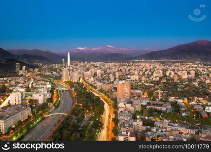 Panoramic view of Providencia and Las Condes districts, Santiago de Chile