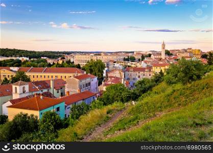 Panoramic view of Pula from hill, Istria region of Croatia