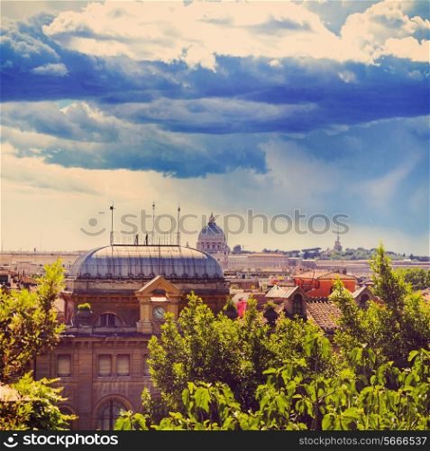 panoramic view of Rome and St. Peter&rsquo;s Basilica, Italy