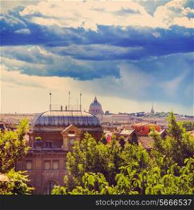 panoramic view of Rome and St. Peter&rsquo;s Basilica, Italy