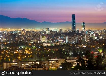 Panoramic view of Santiago de Chile with the wealthy Las Condes and Vitacura districts