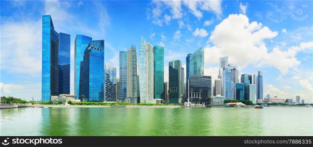 Panoramic view of Singapore Downtown Core in the bright sunny day