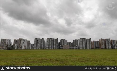 Panoramic view of Singapore Public Housing Apartments in Punggol District, Singapore