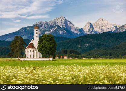 Panoramic view of St. Coloman church, Schwangau, Bavaria, Germany