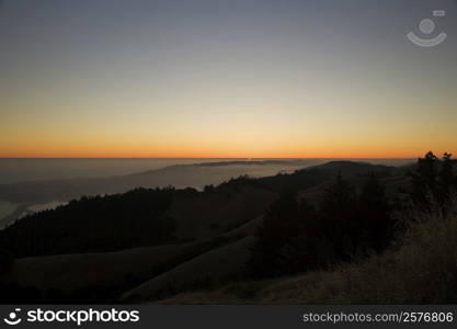 Panoramic view of sunset over the sea