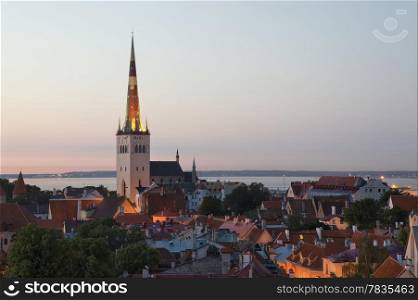Panoramic view of Tallinn old city center. Estonia