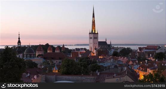 Panoramic view of Tallinn old town center. Estonia