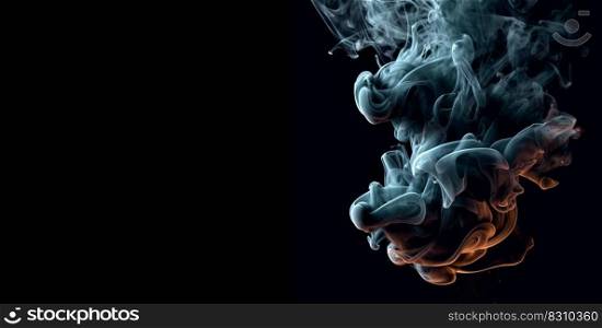 Panoramic view of the abstract smoke or fog. White cloudiness, mist or smog moves on black background. Beautiful swirling gray smoke. Mockup for your logo. Wide angle horizontal wallpaper or web banner.Cigarette or fire smoke in dark room. Healthcare nonsmoking concept copy space. Panoramic view of the abstract smoke or fog. White cloudiness, mist or smog moves on black background. Beautiful swirling gray smoke. Mockup for your logo. Wide angle horizontal wallpaper or web banner.Cigarette or fire smoke in dark room. Healthcare nonsmoking concept