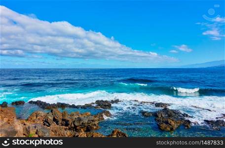 Panoramic view of The Atlantic Ocean and rocky coast of Tenerife island, The Canaries - Landscape, seascape