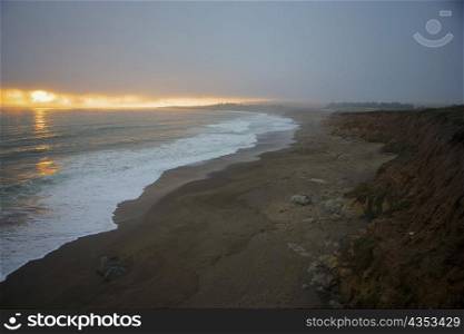 Panoramic view of the beach at dusk, Pacific Ocean