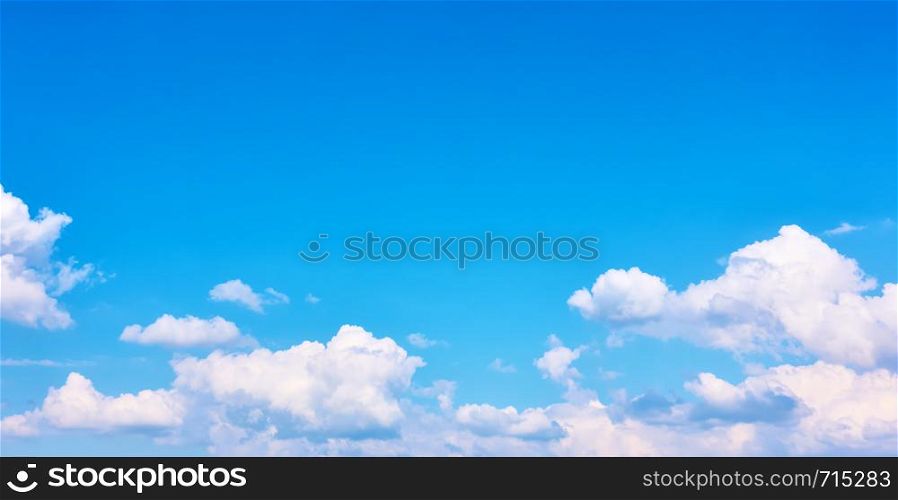 Panoramic view of the blue sky with white clouds - background