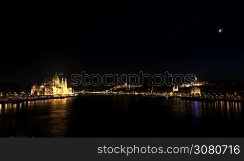 Panoramic view of the Budapest at night