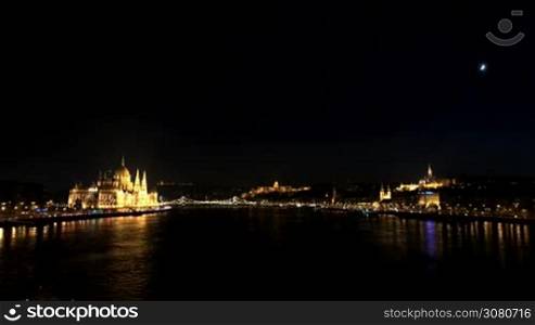Panoramic view of the Budapest at night