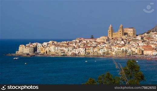 panoramic view of the city of Cefalu, beauty of the sea in Sicily