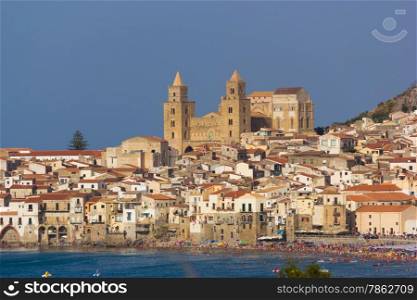 panoramic view of the city of Cefalu, beauty of the sea in Sicily
