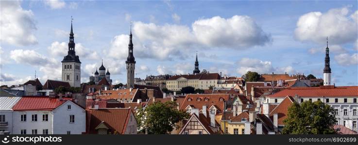 Panoramic view of the city of Tallinn in Estonia. The Old Town is one of the best preserved medieval cities in Europe and is a UNESCO World Heritage Site. Tallinn is the capital of Estonia, and a major port on the Gulf of Finland.