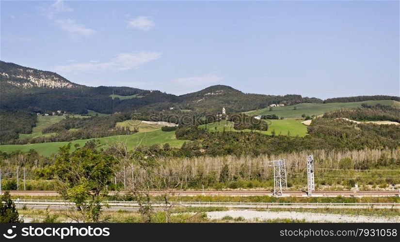 Panoramic view of the countryside in northern Tuscany region