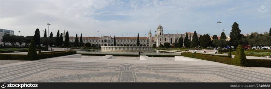 panoramic view of the famous Hieronymites Monastery landmark in Lisbon, Portugal