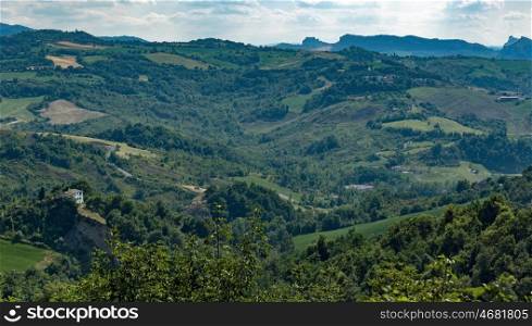 Panoramic view of the hills in Tuscany