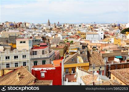 Panoramic view of the historical center of Valencia, Spain