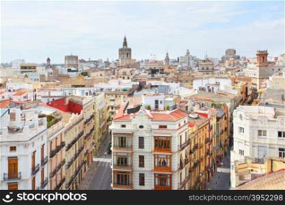 Panoramic view of the historical center of Valencia, Spain