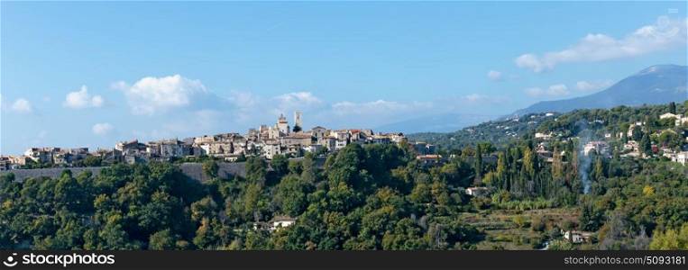 Panoramic view of the old mountain village Vence, Provence Alpes Cote d&rsquo;Azur, France.