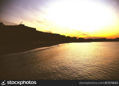 Panoramic view of the sea at dusk