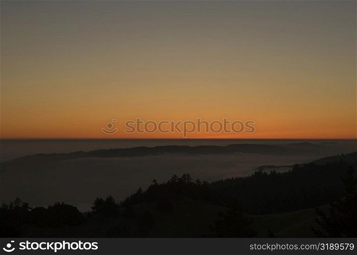 Panoramic view of the sea at dusk, California, USA