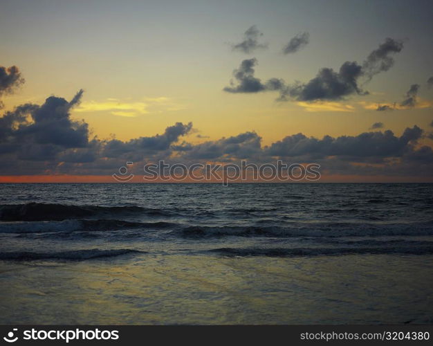 Panoramic view of the sea at dusk, Cartagena, Colombia