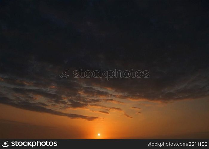 Panoramic view of the sunset, Pakini Nui Wind Project, South Point, Big Island, Hawaii Islands, USA