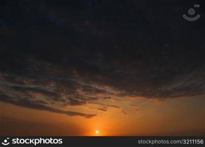 Panoramic view of the sunset, Pakini Nui Wind Project, South Point, Big Island, Hawaii Islands, USA