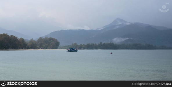 Panoramic view of the tropical island from the sea